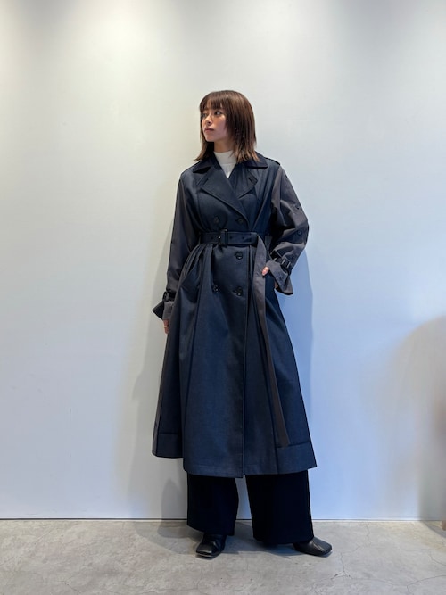 値下げ　未使用　LOVELESS ブラック トレンチコート Lサイズ ブロッキングトレンチコート(コート)｜LOVELESS(ラブレス)の