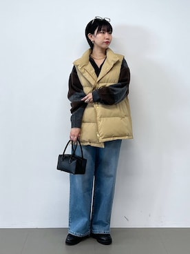 「アイテム（ダウンベスト）」を使った、bykaori66さん（レディース・163cm・20代）の秋コーディネート