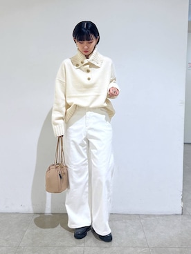 「巾着バッグ」｜「アイテム（ローファー）」を使った、bykaori66さん（レディース・163cm）の冬コーディネート