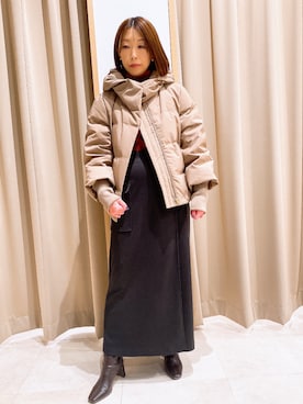 「スカートコーデ」｜「アイテム（ダウンジャケット/コート）」を使った、NICOLE whiteさん（レディース・152cm）の冬コーディネート