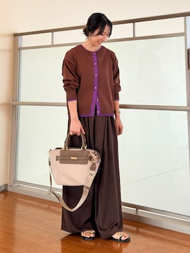 「NICOLE white（ニコルホワイト）のラップパンツ（その他パンツ、ブラウン系）」を使った、NICOLE whiteさん（レディース・167cm）の秋コーディネート