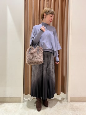 「NICOLE white（ニコルホワイト）のニットプリーツスカート（スカート、その他）」を使った、NICOLE whiteさん（レディース・162cm）の秋コーディネート