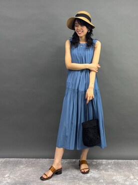 「ハットコーデ」｜「アイテム（ワンピース/ドレス）」を使った、NICOLE whiteさん（レディース・167cm）の春コーディネート