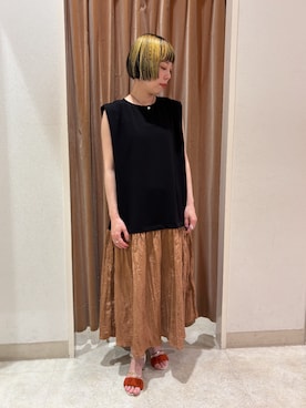 「レイヤード風」｜NICOLE whiteさん（レディース・157cm）の夏コーディネート