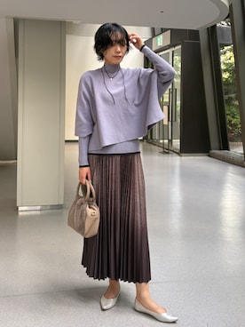 「NICOLE white（ニコルホワイト）のニットプリーツスカート（スカート、その他）」を使った、NICOLE whiteさん（レディース・167cm）の秋コーディネート
