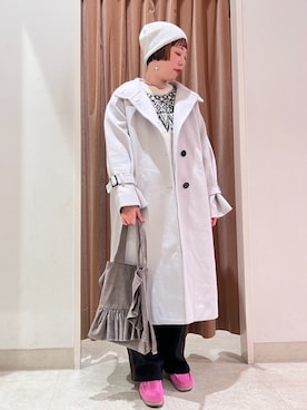 「アイテム（その他アウター、グレー系）」を使った、NICOLE whiteさん（レディース・157cm）の冬コーディネート