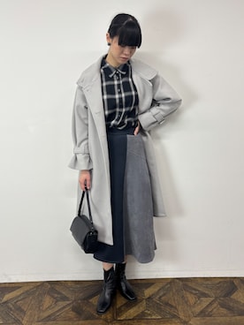 「アイテム（その他アウター、グレー系）」を使った、NICOLE whiteさん（レディース・172cm）の冬コーディネート