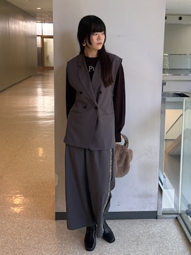 「NICOLE white（ニコルホワイト）のプリントロンTEE（Tシャツ/カットソー、その他）」を使った、NICOLE whiteさん（レディース・167cm）の秋コーディネート