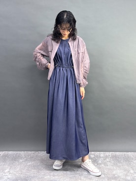 「シアートップス」｜「アイテム（ブルゾン）」を使った、NICOLE whiteさん（レディース・167cm）の夏コーディネート