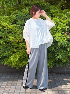 「NICOLE white（ニコルホワイト）の刺繍デザインＴシャツ（Tシャツ/カットソー、ホワイト系）」を使った、NICOLE whiteさん（レディース・152cm）の夏コーディネート
