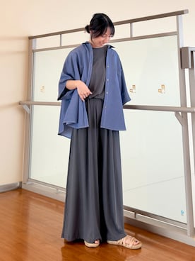 「NICOLE white（ニコルホワイト）のデニムライク半袖シャツ（シャツ/ブラウス、ブルー系）」を使った、NICOLE whiteさん（レディース・152cm）の夏コーディネート