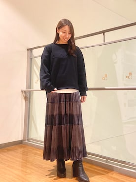 「ベロアスカート」｜NICOLE whiteさん（レディース・152cm）の冬コーディネート