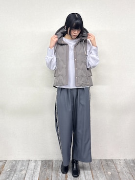「NICOLE white（ニコルホワイト）のボリュームスリーブTEE（その他トップス、グレー系）」を使った、NICOLE whiteさん（レディース・167cm）の秋コーディネート