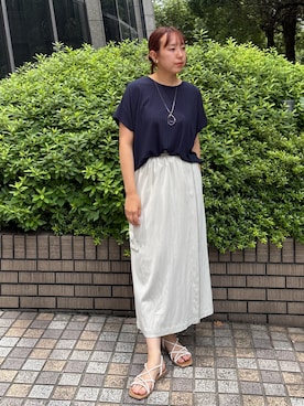 「NICOLE white（ニコルホワイト）の【セットアップ対応】ランダムリブプルオーバー（その他トップス、ブルー系）」を使った、NICOLE whiteさん（レディース・152cm）の夏コーディネート