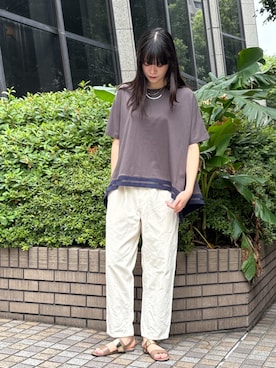 「デザイントップス」｜NICOLE whiteさん（レディース・172cm）の夏コーディネート
