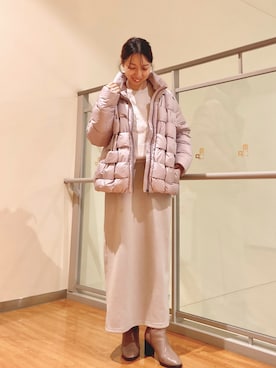 「アイテム（ダウンジャケット/コート、ピンク系）」を使った、NICOLE whiteさん（レディース・152cm）の冬コーディネート