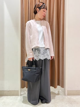 「NICOLE white（ニコルホワイト）のラップパンツ（その他パンツ、グレー系）」を使った、NICOLE whiteさん（レディース・167cm）の秋コーディネート