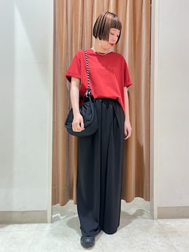 「NICOLE white（ニコルホワイト）の刺繍デザインＴシャツ（Tシャツ/カットソー、レッド系）」を使った、NICOLE whiteさん（レディース・152cm）の夏コーディネート