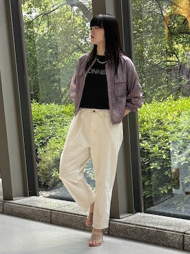 「アイテム（ジャケット/アウター、ピンク系）」を使った、NICOLE whiteさん（レディース・172cm）の夏コーディネート