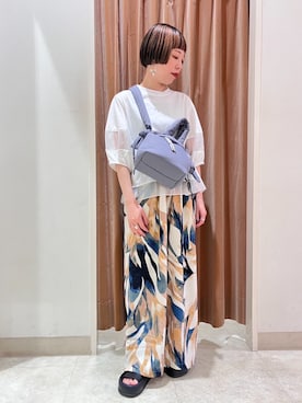 「デザイントップス」｜NICOLE whiteさん（レディース・157cm）の夏コーディネート