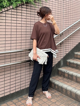 「デザイントップス」｜NICOLE whiteさん（レディース・164cm）の夏コーディネート
