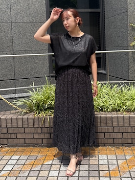 「NICOLE white（ニコルホワイト）のマジョリカプリーツスカート（スカート、その他）」を使った、NICOLE whiteさん（レディース・157cm）の夏コーディネート