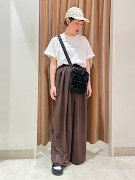 「NICOLE white（ニコルホワイト）の刺繍デザインＴシャツ（Tシャツ/カットソー、ホワイト系）」を使った、NICOLE whiteさん（レディース・152cm）の夏コーディネート