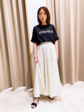 「ストライプスカート」｜NICOLE whiteさん（レディース・152cm）の夏コーディネート