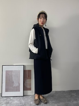 「フード付きアウター」｜「アイテム（ジャケット/アウター）」を使った、NICOLE whiteさん（レディース・163cm）の秋コーディネート