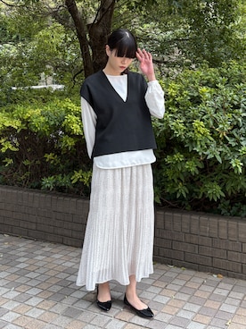 「NICOLE white（ニコルホワイト）のアイテム」を使った、NICOLE whiteさん（レディース・172cm）の春コーディネート