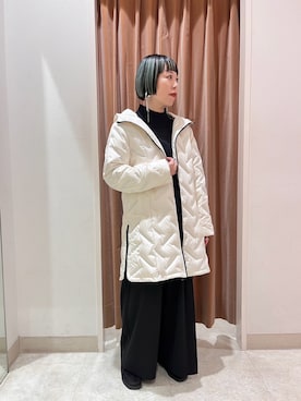 「リブニット」｜「アイテム（ダウンジャケット/コート）」を使った、NICOLE whiteさん（レディース・152cm）の冬コーディネート