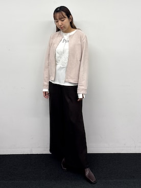 「NICOLE white（ニコルホワイト）のプリントロンTEE（Tシャツ/カットソー、その他）」を使った、NICOLE whiteさん（レディース・167cm）の秋コーディネート