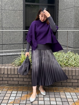 「NICOLE white（ニコルホワイト）のニットプリーツスカート（スカート、その他）」を使った、NICOLE whiteさん（レディース・162cm）の秋コーディネート