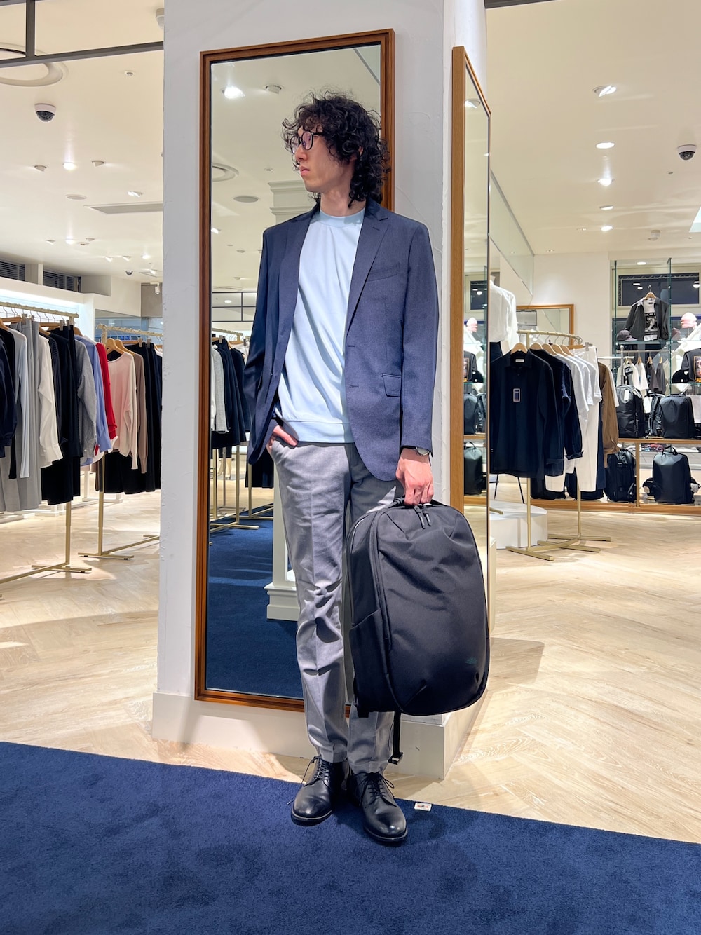 「NOLLEY'S、NOLLEY'S&goodman、nolleys、ノーリーズ、ノーリーズグッドマン、WEXLEY、ウェクスレイ、ジャケット、テーラードジャケット、ビジカジ、ビジネススタイル、ビジネスカジュアル、夏コーデ、アパレルスタッフ」｜「NOLLEY’Sの《セットアップ/ビジカジ対応》TRABEST JK 25SS（テーラードジャケット、ブルー系）」を使った、ooiさん（メンズ・178cm）の春コーディネートの1枚目の写真
