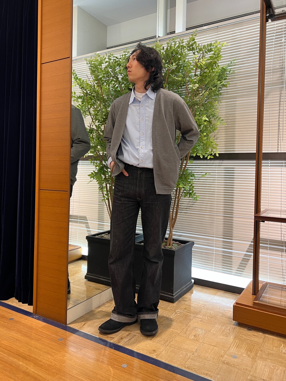 「NOLLEY'S、NOLLEY'S&goodman、ノーリーズ、ノーリーズグッドマン、カーディガン、カーディガンコーデ、カーディガン男子、カジュアルコーデ、カジュアル、メンズファッション、春、春コーデ」｜「NOLLEY’Sの【ACTIVE SECT】《限定展開》ウォッシャブルカーディガン 25SS（カーディガン/ボレロ、グレー系）」を使った、ooiさん（メンズ・179cm）の春コーディネートの1枚目の写真