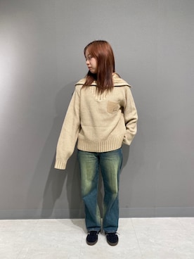 「ジップアップニット」｜ritaさん（レディース・155cm）の秋コーディネート