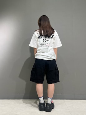 「AVIREX（アヴィレックス）のアイテム（カーゴパンツ）」を使った、ritaさん（レディース・155cm）の夏コーディネート
