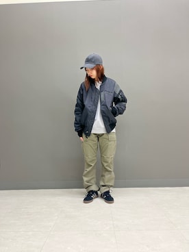 「ミリタリーコーデ」｜「アイテム（MA-1）」を使った、ritaさん（レディース・155cm）の秋コーディネート