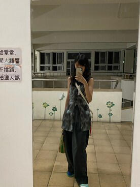 「MUJI Labo（ムジラボ）のアイテム（パンツ）」を使った、宋文郁さん（レディース・157cm）の夏コーディネート