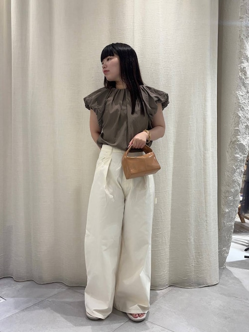 美品＊SONOソーノ　コットンナイロン　バルーンスリーブブラウス　ベージュ セール】ナイロンバルーンスリーブブラウス（シャツ/ブラウス