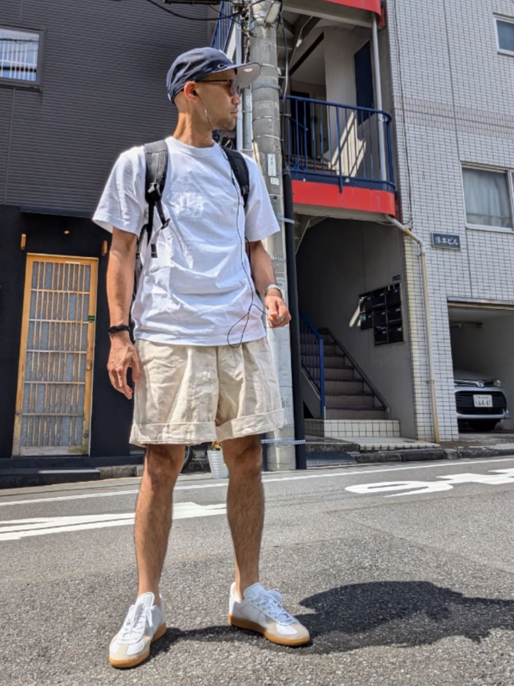 Tシャツ/カットソーを使った「白短パン」のメンズ人気