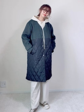 「アイテム（ノーカラーコート）」を使った、qyun000さん（レディース・164cm）の秋コーディネート