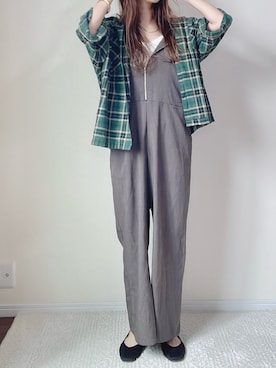 「アイテム（オールインワン・サロペット）」を使った、qyun000さん（レディース・164cm）の秋コーディネート