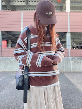 「GU（ジーユー）のアイテム（帽子）」を使った、qyun000さん（レディース・164cm）の冬コーディネート