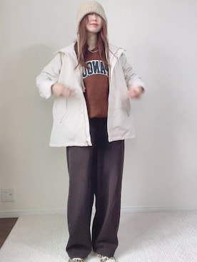 「アイテム（マウンテンパーカー）」を使った、qyun000さん（レディース・164cm）の秋コーディネート