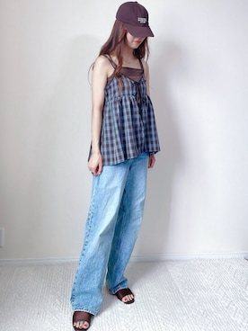 「レイヤードスタイル」｜「しまむら（シマムラ）のアイテム（キャミソール）」を使った、qyun000さん（レディース・164cm）の夏コーディネート