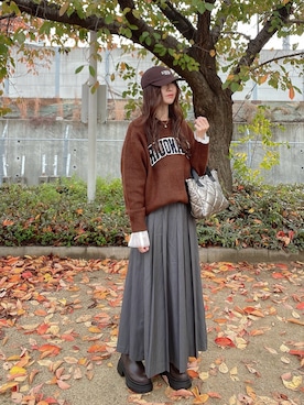 「GU（ジーユー）のアイテム（キャップ）」を使った、qyun000さん（レディース・164cm）の秋コーディネート