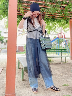 「WOVEN（ウーヴン）のアイテム」を使った、qyun000さん（レディース・164cm）の夏コーディネート