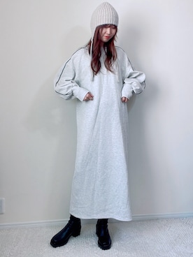 「GU（ジーユー）のアイテム（ニットキャップ/ビーニー）」を使った、qyun000さん（レディース・164cm）の秋コーディネート