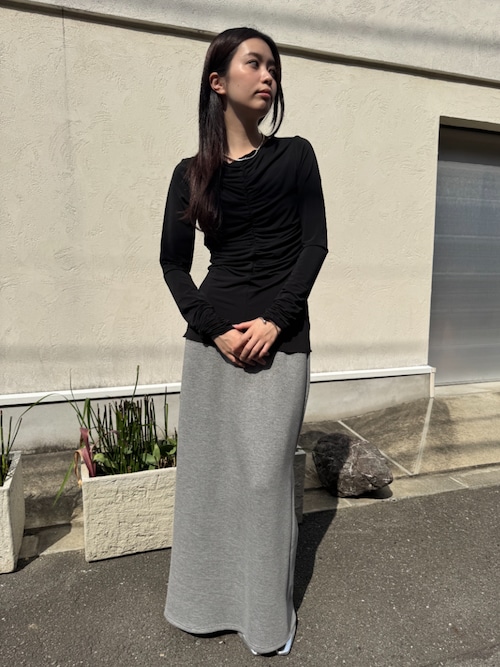 tシャツ 「kiehtova」MOIST GATHER LONG TEE/モイスト ギャザー ロング ティー KTWR31 レディース SETUP7｜kiehtova/MOIST GATHER LONG TEE/モイスト ギャザー